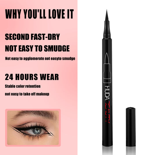 Huda Beauty Exaggerate Waterproof Eye Definer Eyeliner, Highly Pigmented, 16-Hour Long Wear, Smudge Proof Satin Finish Formula, Cruelty-Free & Vegan