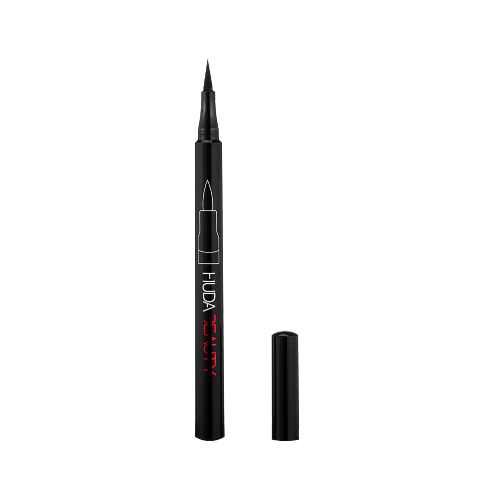 Huda Beauty Exaggerate Waterproof Eye Definer Eyeliner, Highly Pigmented, 16-Hour Long Wear, Smudge Proof Satin Finish Formula, Cruelty-Free & Vegan