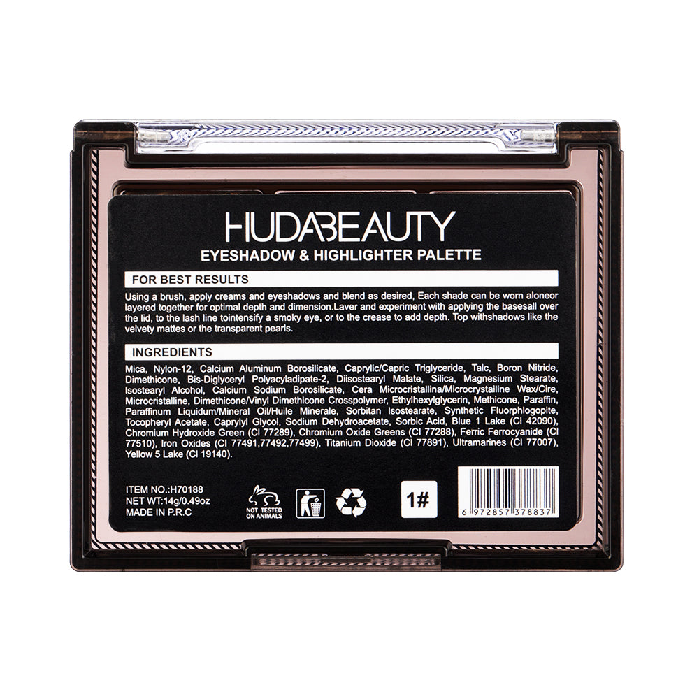 HUDA BEAUTY Eyeshadow & Highlighter Palette 8 Colors 100% AUTHENTIC