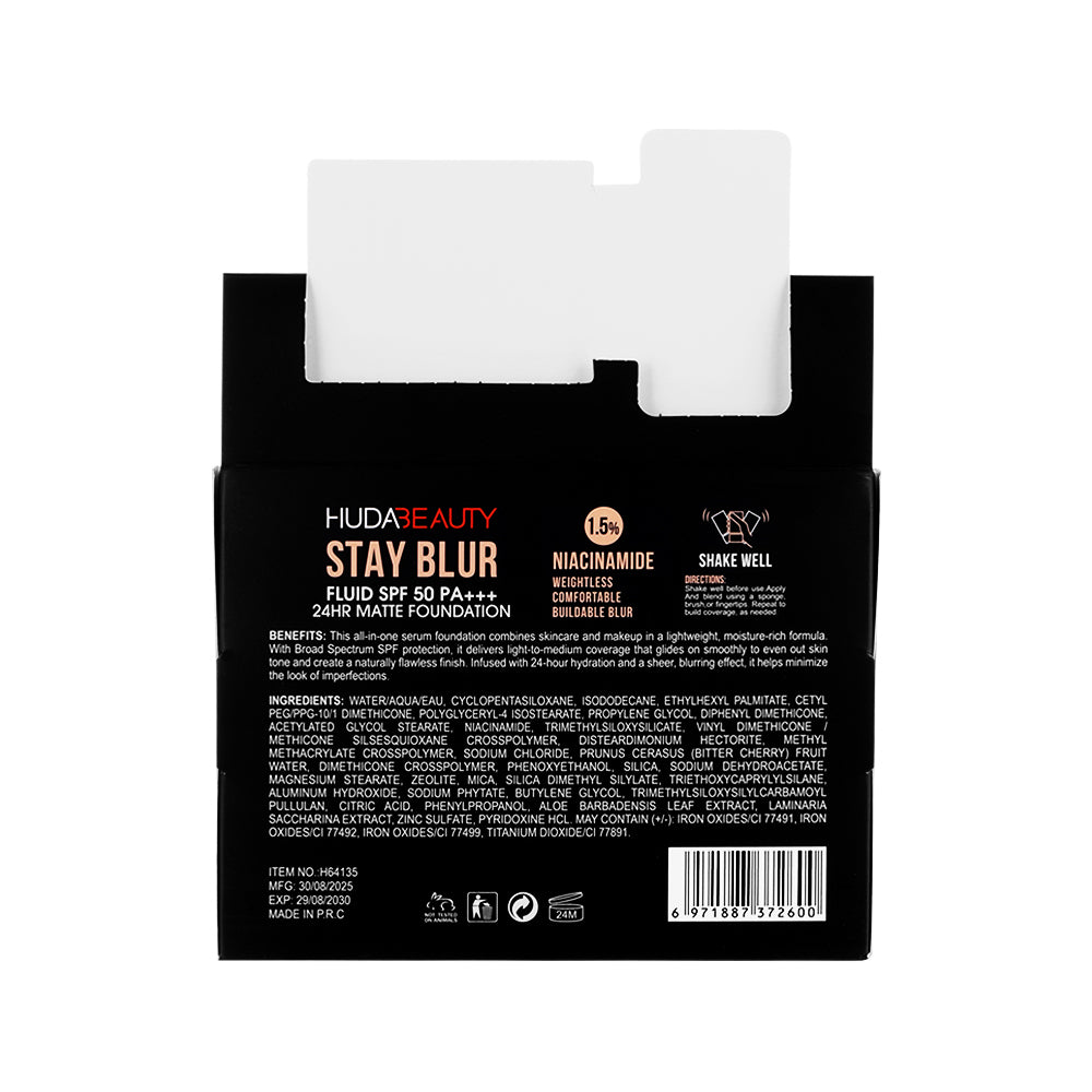 HUDA BEAUTY STAY BLUR 24HR MATTE FOUNDATION with Niacinamide