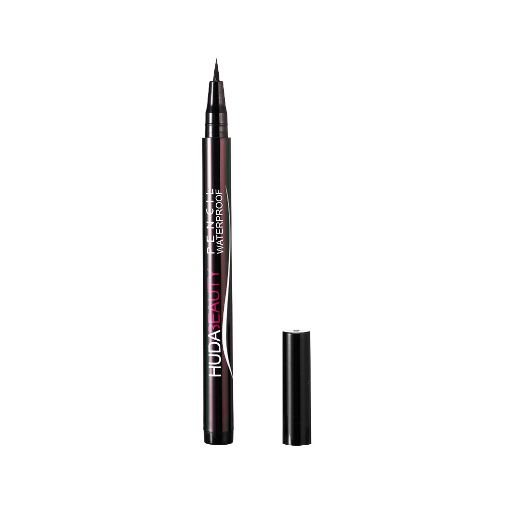 Huda Beauty No-Skip Eyeliner, Waterproof Formula, Black Liquid Liner Pen, Matte Finish, Long Lasting, Smudge-proof, Transfer-proof