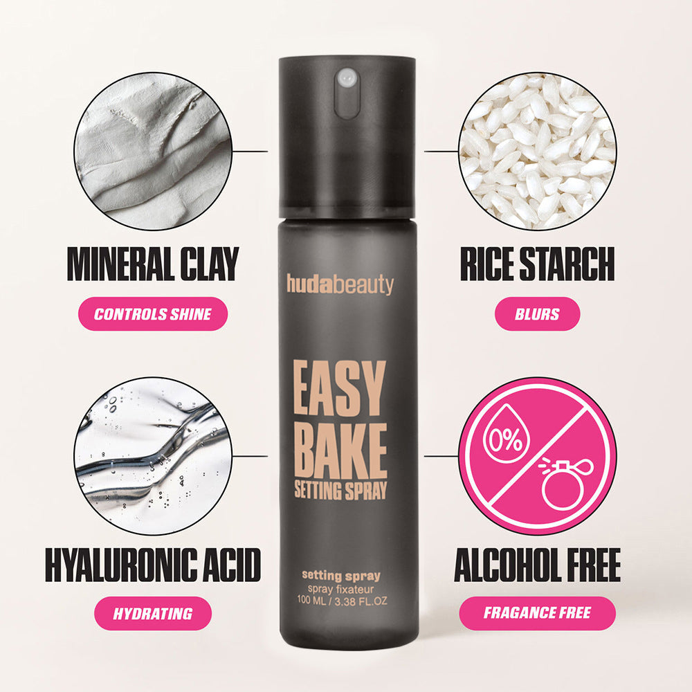 HUDA BEAUTY EASY BAKE SETTING SPRAY with 16-Hour Wear - Size: 3.38 oz / 100 ml