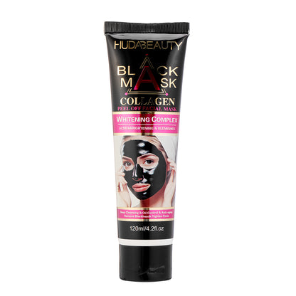 HudaBeauty 4.2 oz 120 ml Black Peel-Off Facial Mask: Charcoal Infused Peel-Off Mask,Deep Cleansing, Tighten Pores, Brighten Skin | Sensitive Skin Safe