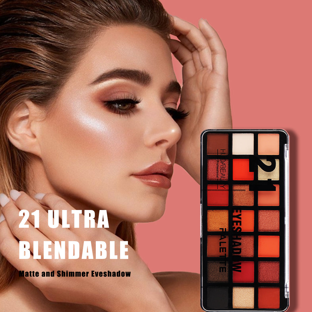 Huda Beauty Professional 21 Colors Nude Eyeshadow Palette Long Lasting Natural Colors Eye Shadows Cosmetics Gift Kit