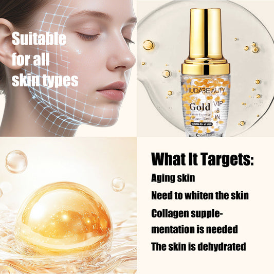 Huda Beauty Gold Caviar Essence Collagen Elastic 8 in 1 Skin Care Glow Collagen Booster Serum