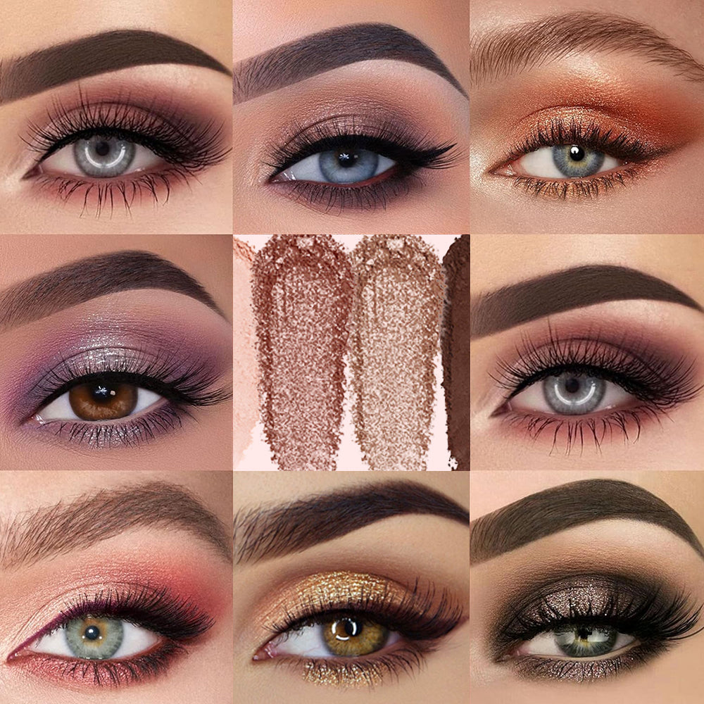 Huda Beauty Eyeshadow Palette Makeup Set, Matte Shimmer Glitter Pressed Pearl All Highly Pigmented Blending Powder