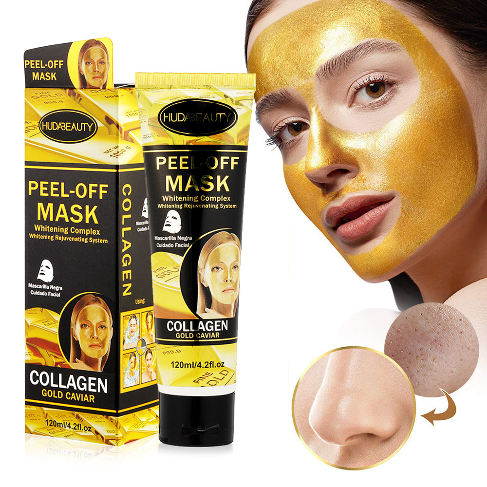 HudaBeauty 4.2 oz 120 ml Gold Caviar Peel-Off Facial Mask: Help Reduce Wrinkles & Fine Lines, Deep Cleansing, Tighten Pores, Brighten Skin | Sensitive Skin Safe