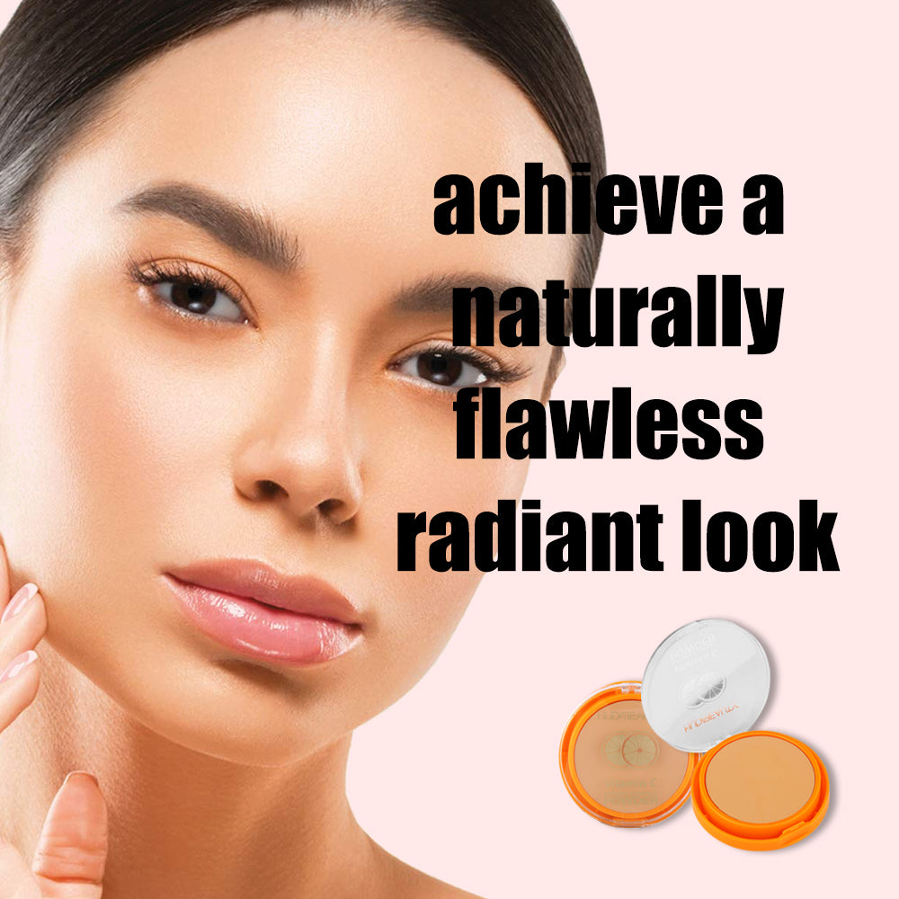 Huda Beauty Vatamin C Natural Compact Matte Pressed Powder Makeup & Setting Powder Buildable Coverage Vegan