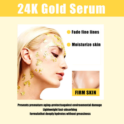 Huda Beauty 24K Gold Serum for Face,Skin Brightening Anti Aging Face Serum Moisturizer with Vitamin C,Hyaluronic Acid & Argan Oil for Dark Spots & Fine Lines, Skin Care Glow Collagen Booster Serum