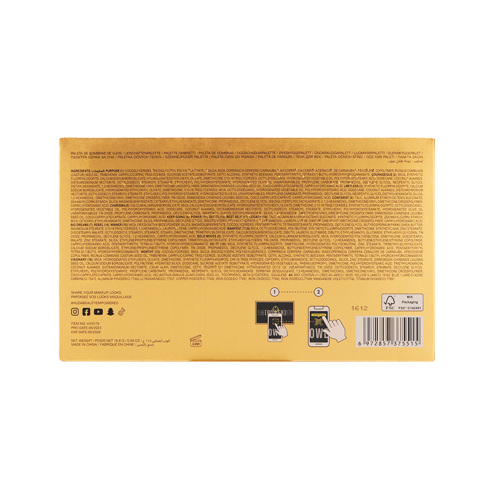 Huda Beauty Eyeshadow Palette Makeup Set, Matte Shimmer Glitter Pressed Pearl All Highly Pigmented Blending Powder