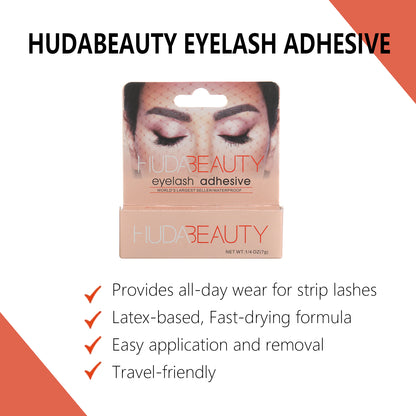 HUDA BEAUTY Sticky Tack Lash Glue – Super Hold Vegan Lash Adhesive – Premium, Latex-Free Individual Bond for Strip Eyelash Extensions, False Lashes