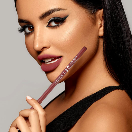 Huda Beauty Lip Liner Pencil, Highly-Pigmented Pencil For Shaping & Sculpting Lips, Semi-Matte Finish, Vegan & Cruelty-Free