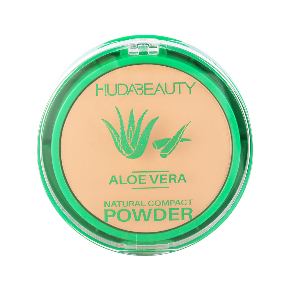 Huda Beauty Aloe Vera Natural Compact Pressed Powder Buildable Sheer to Light Coverage Oil Control Vegan