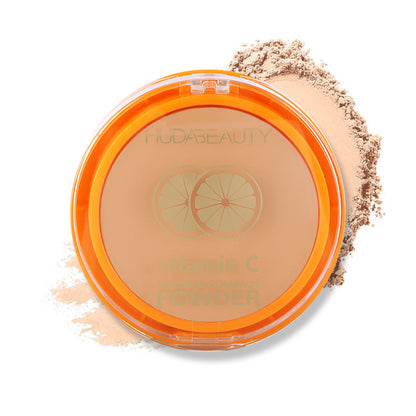 Huda Beauty Vatamin C Natural Compact Matte Pressed Powder Makeup & Setting Powder Buildable Coverage Vegan