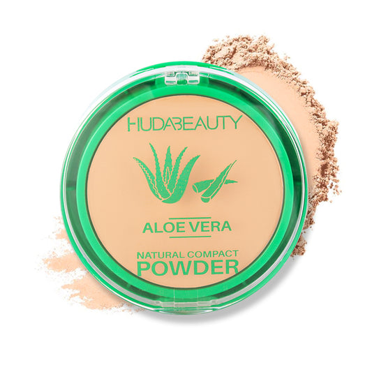 Huda Beauty Aloe Vera Natural Compact Pressed Powder Buildable Sheer to Light Coverage Oil Control Vegan