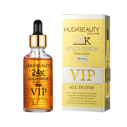 Huda Beauty 24K Gold Serum for Face,Skin Brightening Anti Aging Face Serum Moisturizer with Vitamin C,Hyaluronic Acid & Argan Oil for Dark Spots & Fine Lines, Skin Care Glow Collagen Booster Serum