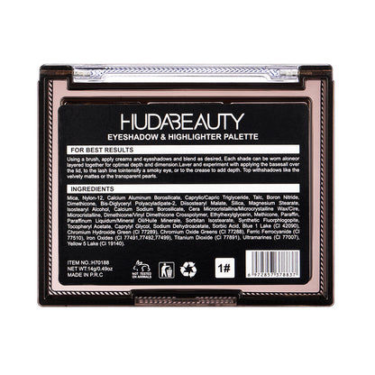 HUDA BEAUTY  Eyeshadow & Highlighter Palette 8 Colors 100% AUTHENTIC