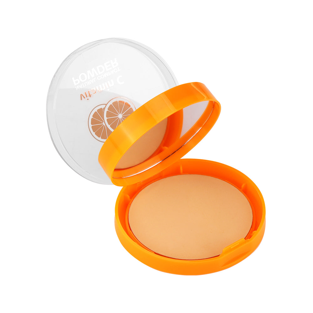 Huda Beauty Vatamin C Natural Compact Matte Pressed Powder Makeup & Setting Powder Buildable Coverage Vegan