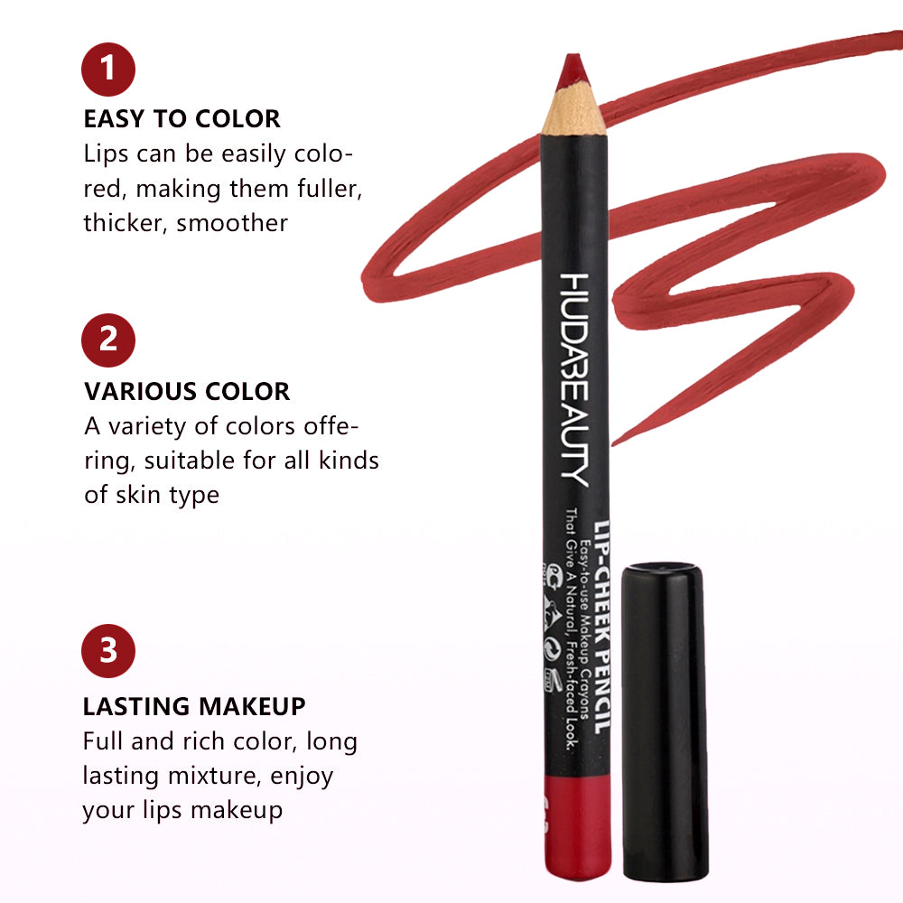Huda Beauty Lip Pencil - Long Lasting Lip Liner Pencil, Makeup Lip Liner & Lip Pencil Sharpener,  Vegan & Cruelty-Free All-Day Wear Lip Definition