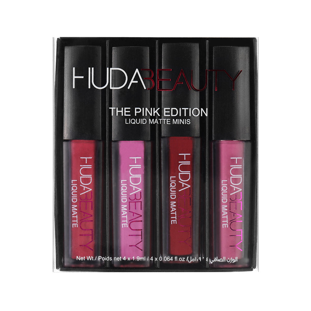 Huda Beauty 4 HAND-PICKED MINI LIQUID MATTE LIPSTICKS Minis Shiny Non-Sticky Lip Gloss 4x0.064 Fl Oz
