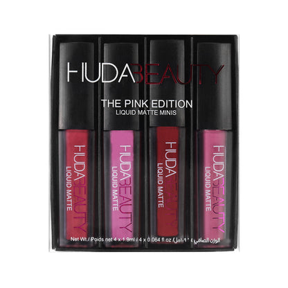 Huda Beauty 4 HAND-PICKED MINI LIQUID MATTE LIPSTICKS Minis Shiny Non-Sticky Lip Gloss 4x0.064 Fl Oz