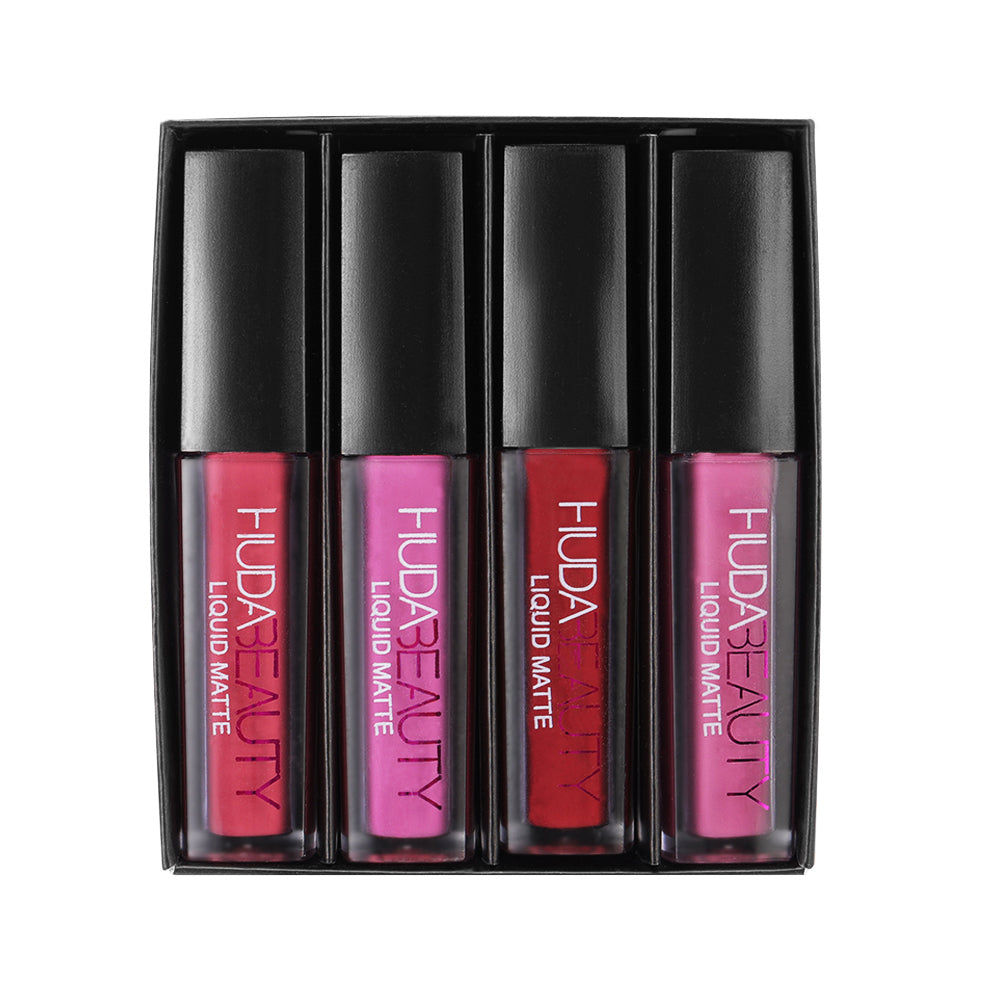 Huda Beauty 4 HAND-PICKED MINI LIQUID MATTE LIPSTICKS Minis Shiny Non-Sticky Lip Gloss 4x0.064 Fl Oz