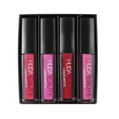 Huda Beauty 4 HAND-PICKED MINI LIQUID MATTE LIPSTICKS Minis Shiny Non-Sticky Lip Gloss 4x0.064 Fl Oz